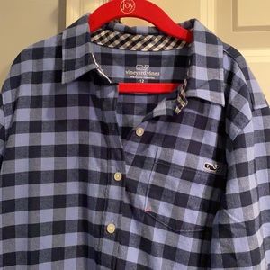 Vineyard Vines Girls Flannel Blue Plaid Shirtdress